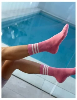 High Heel Jungle Varsity Grip Pilates Yoga Socks Pack of 3 in Pink