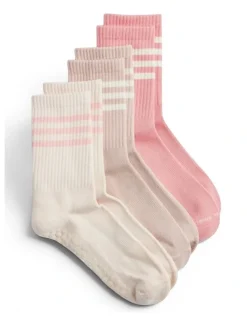 High Heel Jungle Varsity Grip Pilates Yoga Socks Pack of 3 in Pink
