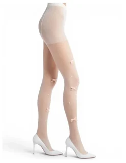 High Heel Jungle Velvet Bow Pearl Tights