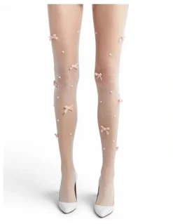 High Heel Jungle Velvet Bow Pearl Tights
