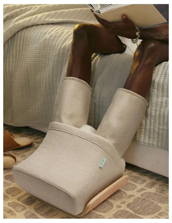 Homedics Luxe Compression Foot and Calf Massager in Grey/Wood FMS-502HGY-AU
