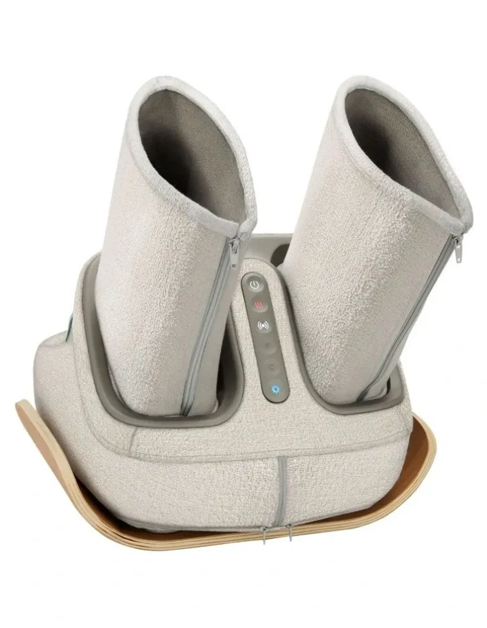 Homedics Luxe Compression Foot and Calf Massager in Grey/Wood FMS-502HGY-AU