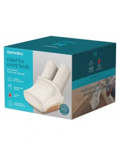 Homedics Luxe Compression Foot and Calf Massager in Grey/Wood FMS-502HGY-AU