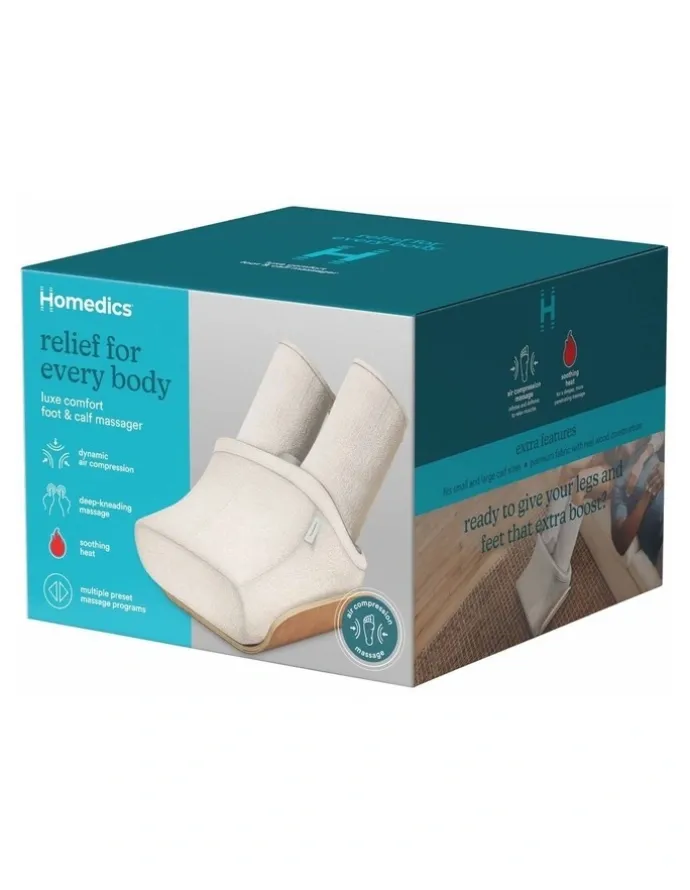 Homedics Luxe Compression Foot and Calf Massager in Grey/Wood FMS-502HGY-AU