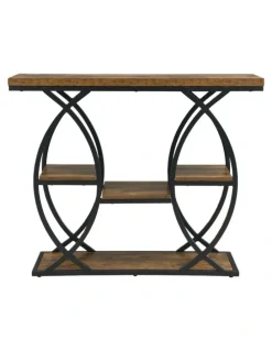 Homfurn 100CM Console Table, Industrial 4-Tier Sofa Table Entryway Table with Storage Shelves