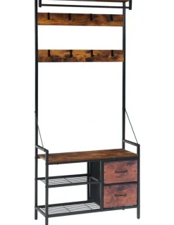Homfurn Homfurn Entryway Bench with Coat Rack freestanding, 5 In 1 Intelligent Design Hall Tree and Wall Rack 8 Hooks and Drawers