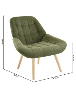 Homfurn Nordic Tufted Wingback Accent Chair in Olive Green Fabric