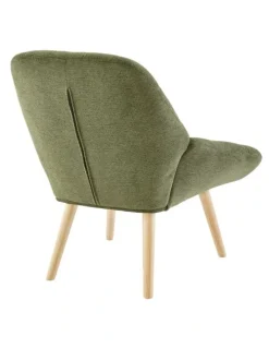 Homfurn Nordic Tufted Wingback Accent Chair in Olive Green Fabric