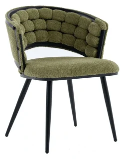 Homfurn Velvet Dining Chairs Set Of 2 iin Green
