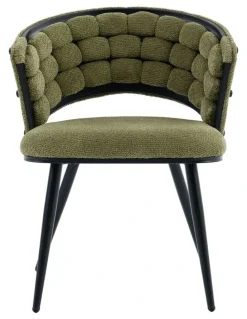Homfurn Velvet Dining Chairs Set Of 2 iin Green