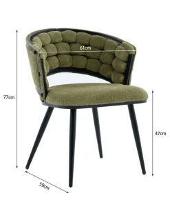 Homfurn Velvet Dining Chairs Set Of 2 iin Green