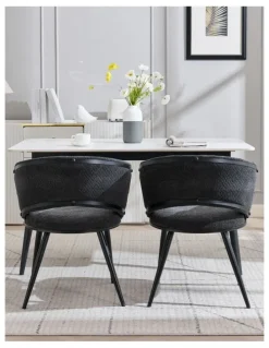 Homfurn Velvet Dining Chairs Set Of 2 in Blue