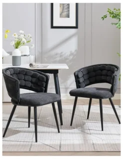 Homfurn Velvet Dining Chairs Set Of 2 in Blue