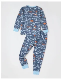 Hot Wheels Cosy Knit Pyjama With Socks in Stonewash