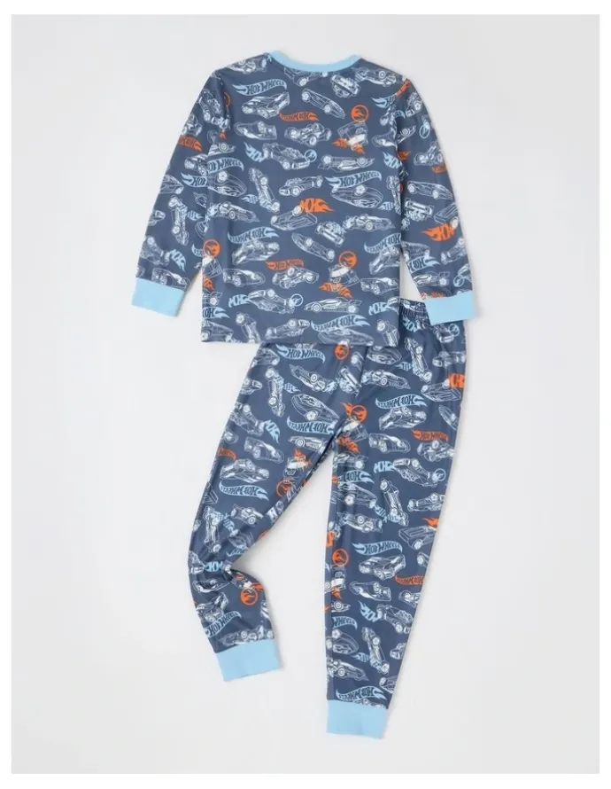 Hot Wheels Cosy Knit Pyjama With Socks in Stonewash