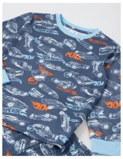 Hot Wheels Cosy Knit Pyjama With Socks in Stonewash
