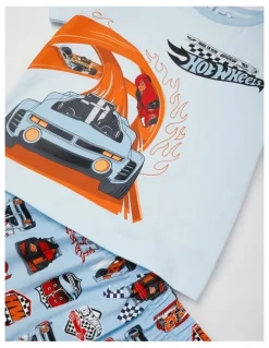 Hot Wheels Hot Wheels Racetrack Pyjamas With A Pillowcase in Baby Blue