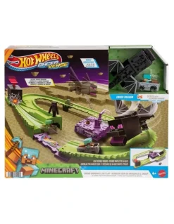 Hot Wheels Racer Verse Minecraft Track Set and Die-Cast Diamond Armor Steve