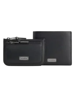 Hugo Gift-boxed wallet and coin case in smooth leather in Black
