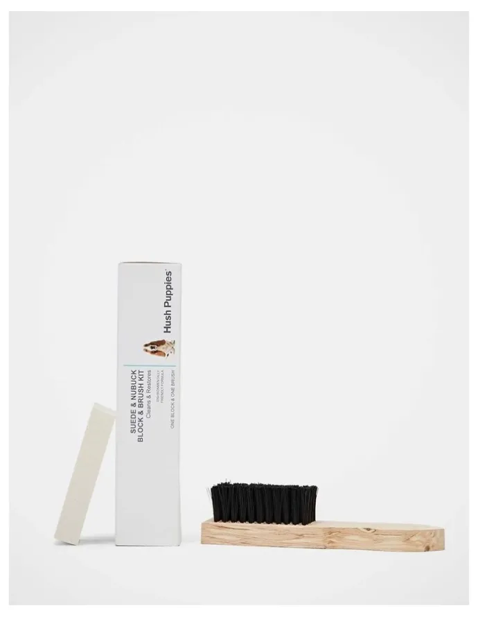 Hush Puppies Suede And Nubuck Block/Brush in Black/White