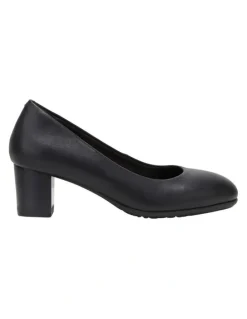 Hush Puppies The Block Leather Heeled Shoes in Black