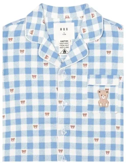 Huxbaby Check Snuggle Flannel Pyjama in Blue