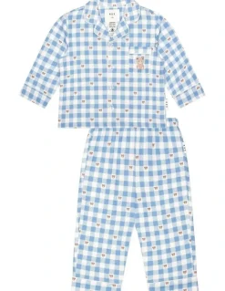 Huxbaby Check Snuggle Flannel Pyjama in Blue