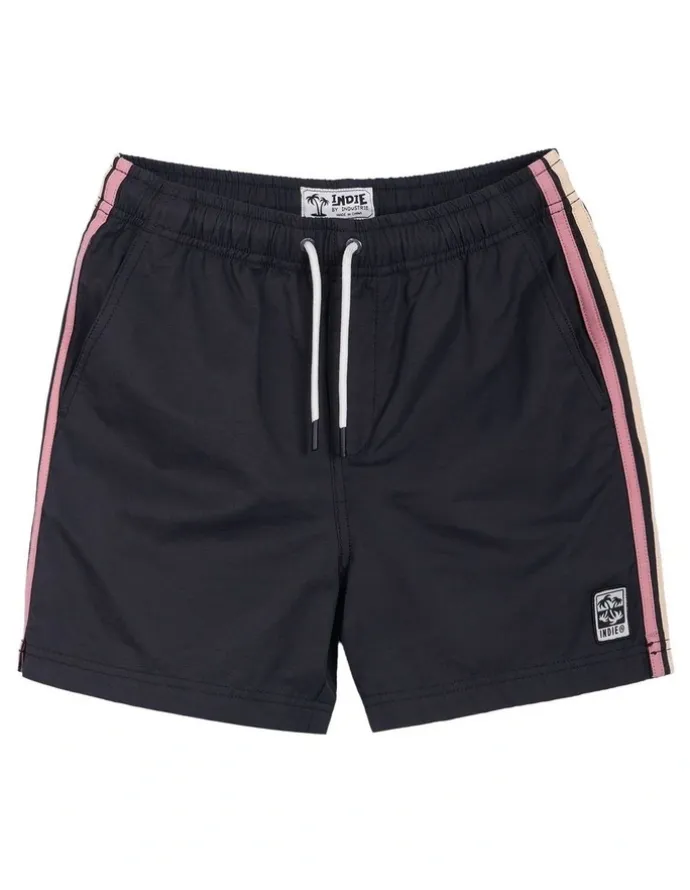 Indie Kids by Industrie All Day Stripe Swim Trunk (3-7 Years) in Black