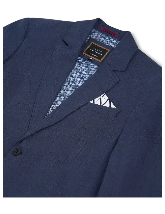 Indie Kids by Industrie The Palermo Herringbone Blazer (000-2 Years) in Dark Navy