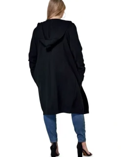 Indigo Tonic Hattie Hooded Longline Cardigan in Black