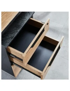 Innovatec ARTO 2 People Back to Back Workstation Desk 2 Cabinets 1.2M - Warm Oak & Black
