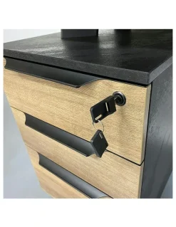 Innovatec ARTO 2 People Back to Back Workstation Desk 2 Cabinets 1.2M - Warm Oak & Black
