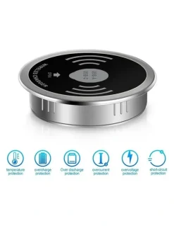 Innovatec In Desk Wireless Charging and USB Cable Cubby Management Dock