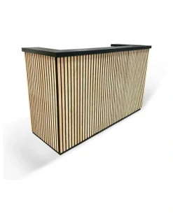 Innovatec KENTO Reception Desk 180cm - Timber Slat Acoustic Black & Oak