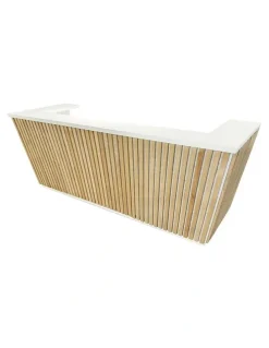Innovatec KENTO Reception Desk 240cm - Timber Slat Acoustic White & Oak