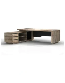 Innovatec LARKIN Executive Desk with Right Return 2.4M - Warm Oak & Black