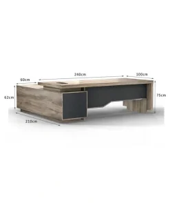 Innovatec LARKIN Executive Desk with Right Return 2.4M - Warm Oak & Black