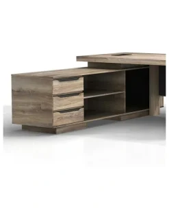 Innovatec LARKIN Executive Desk with Right Return 2.4M - Warm Oak & Black