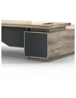 Innovatec LARKIN Executive Desk with Right Return 2.4M - Warm Oak & Black