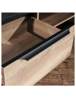 Innovatec LARKIN Executive Desk with Right Return 2.4M - Warm Oak & Black