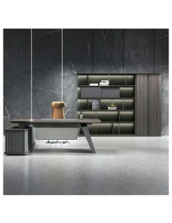 Innovatec MADDOK Executive Desk with Right Return 200cm - Chocolate & Charcoal Grey