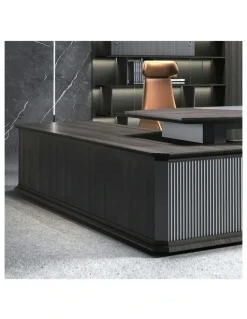 Innovatec MADDOK Executive Desk with Right Return 200cm - Chocolate & Charcoal Grey