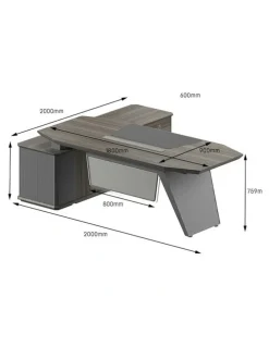 Innovatec MADDOK Executive Desk with Right Return 200cm - Chocolate & Charcoal Grey