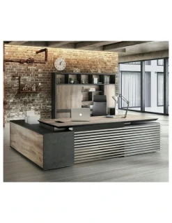 Innovatec PHOENIX 2.0 - Sit Stand Electric Lift Executive Desk with Right Return 2.8m - Warm Oak & Black