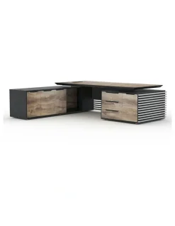 Innovatec PHOENIX 2.0 - Sit Stand Electric Lift Executive Desk with Right Return 2.8m - Warm Oak & Black