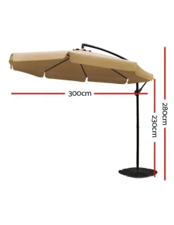 Instahut Cantilever Garden Beach Patio Outdoor Umbrella 3m in Beige