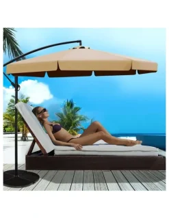 Instahut Cantilever Garden Beach Patio Outdoor Umbrella 3m in Beige