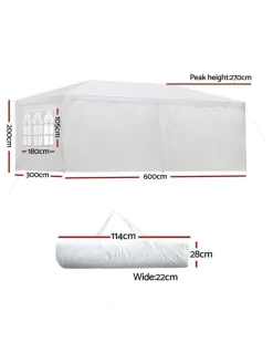 Instahut Gazebo Marquee Outdoor Wedding Tent 3x6m in White