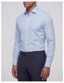 Institchu Aldwych Non Iron Check Shirt in Baby Blue
