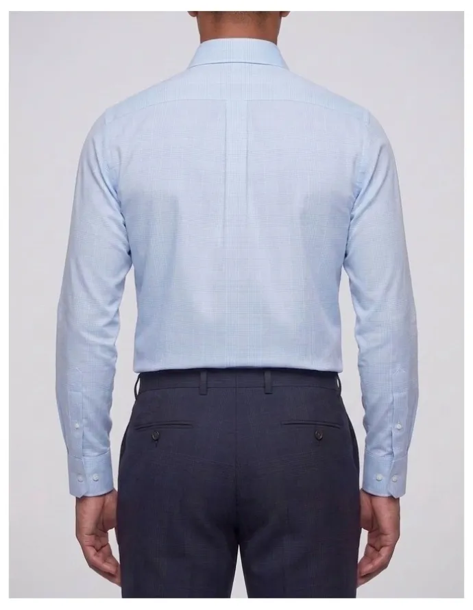 Institchu Aldwych Non Iron Check Shirt in Baby Blue